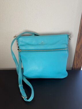 Kate Spade Connie Hill Ellen Grace Teal Blue Leather Crossbody Shoulder Bag